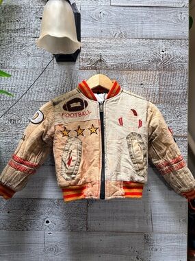 Retro Active | Kids' Cloth Patchwork "Football Champ" Varsity Bomber Jacket - 6